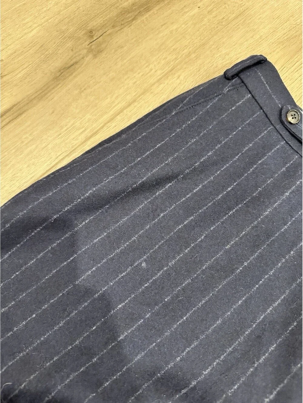 Suitsupply Circular Wool Flannel Striped Navy White Dress Pants Trousers 38x25
